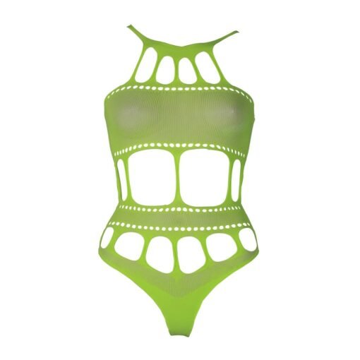 Cut Out Thong Bodysuit Neon Green Plus Size - Image 7