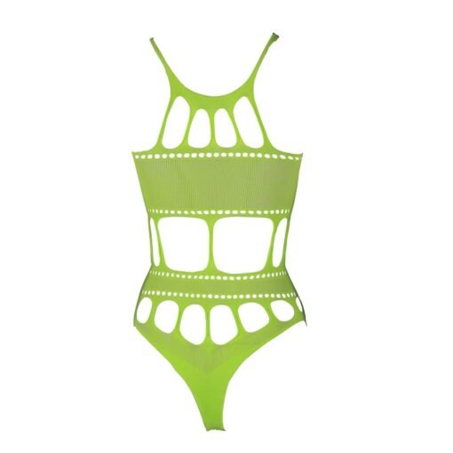 Cut Out Thong Bodysuit Neon Green Plus Size - Image 8