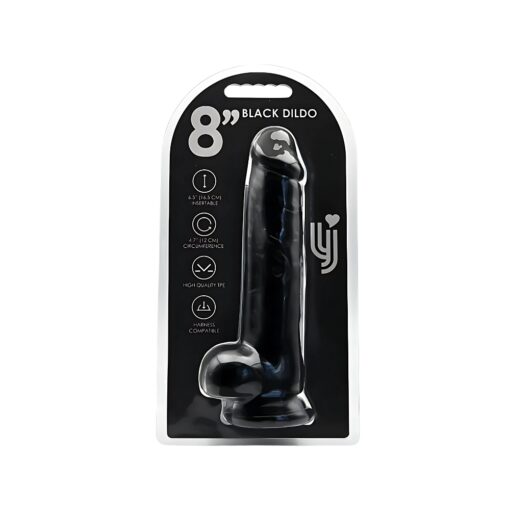 Loving Joy 8 Inch Dildo with Balls Black - Image 5