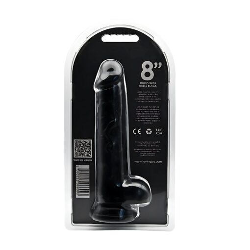 Loving Joy 8 Inch Dildo with Balls Black - Image 6