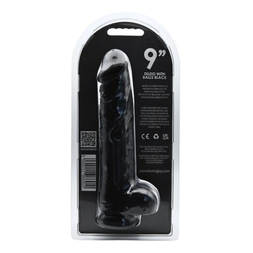 Loving Joy 9 Inch Dildo with Balls Black - Image 6