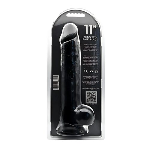 Loving Joy 11 Inch Dildo with Balls Black - Image 6