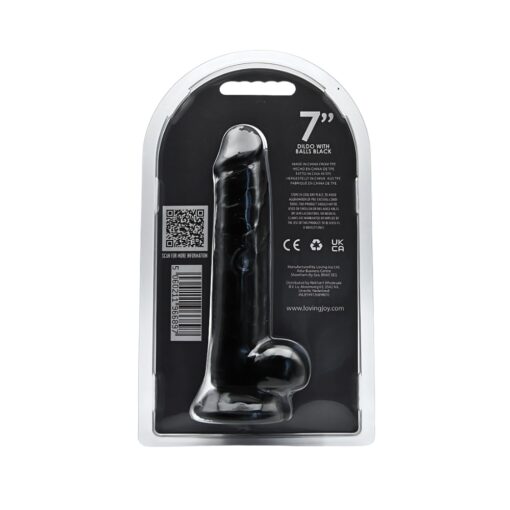 Loving Joy 7 Inch Dildo with Balls Black - Image 6